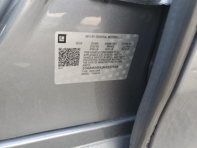 1G6AW5SX2K0137103 - 2019 CADILLAC CTS GRAY photo 12