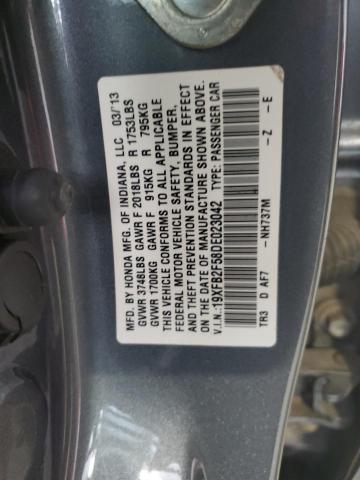 19XFB2F58DE023042 - 2013 HONDA CIVIC LX GRAY photo 12