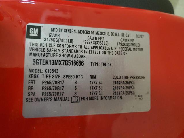 3GTEK13MX7G516666 - 2007 GMC NEW SIERRA K1500 RED photo 12