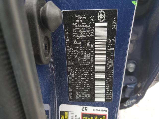 4T1G11AK1RU194900 - 2024 TOYOTA CAMRY SE NIGHT SHADE BLUE photo 12