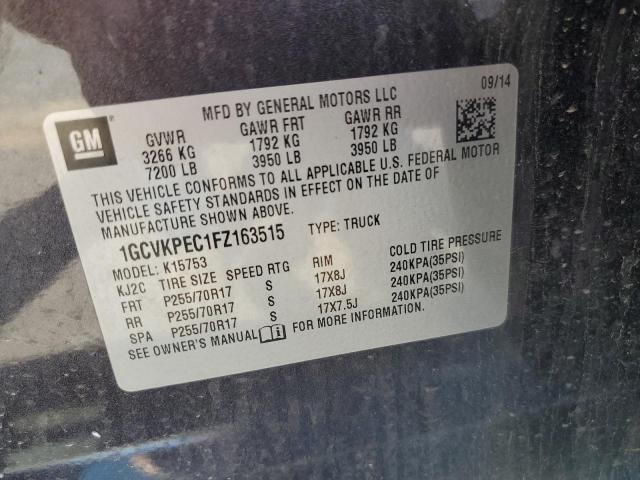 1GCVKPEC1FZ163515 - 2015 CHEVROLET 1500 K1500 GRAY photo 12