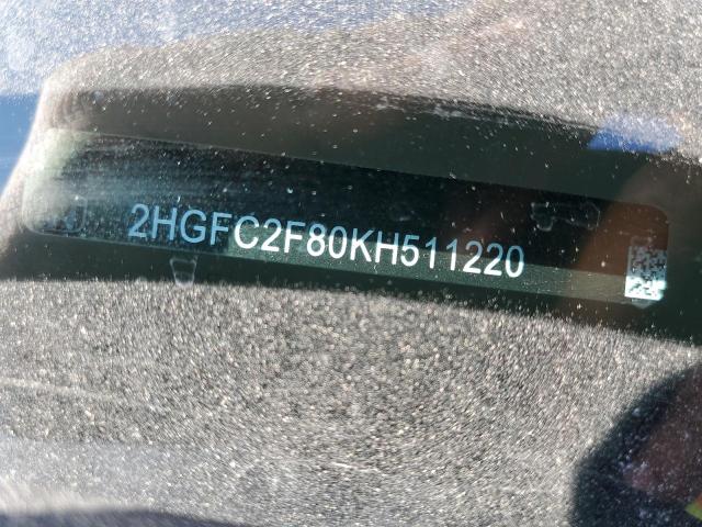 2HGFC2F80KH511220 - 2019 HONDA CIVIC SPORT 灰色 照片 12