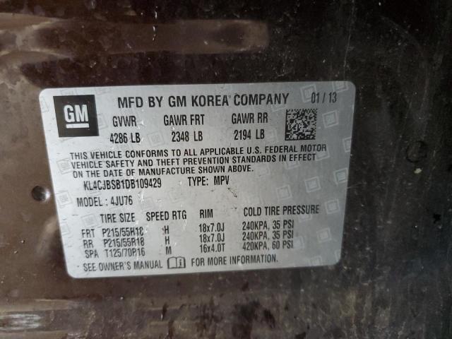 KL4CJBSB1DB109429 - 2013 BUICK ENCORE CONVENIENCE 黑色 照片 13