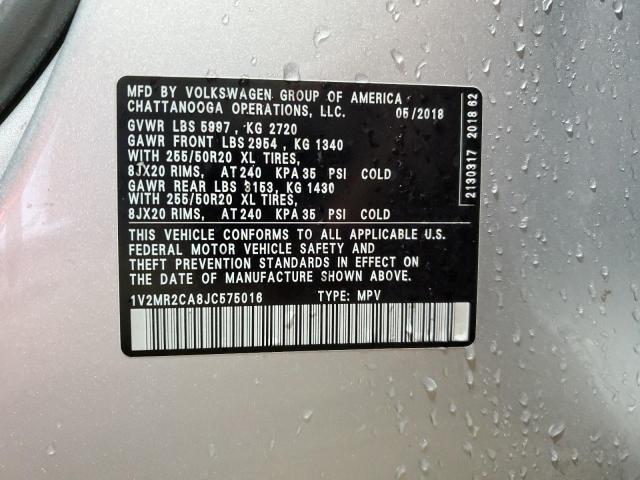 1V2MR2CA8JC575016 - 2018 VOLKSWAGEN ATLAS SEL Gümüş foto 13