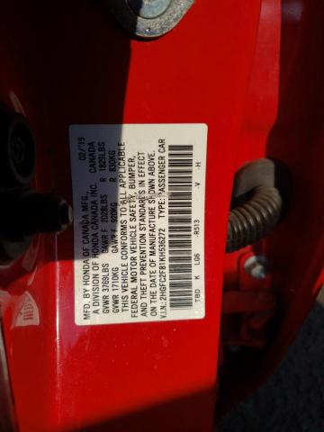 2HGFC2F81KH536272 - 2019 HONDA CIVIC SPORT 红色 照片 12
