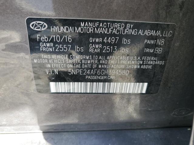 5NPE24AF6GH394580 - 2016 HYUNDAI SONATA SE BROWN photo 12