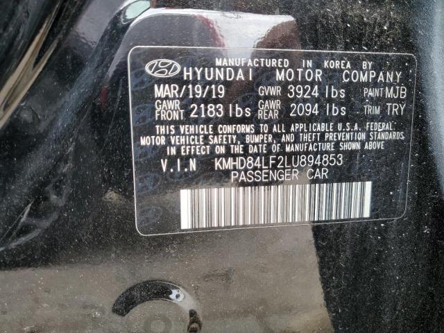 KMHD84LF2LU894853 - 2020 HYUNDAI ELANTRA SEL BLACK photo 12