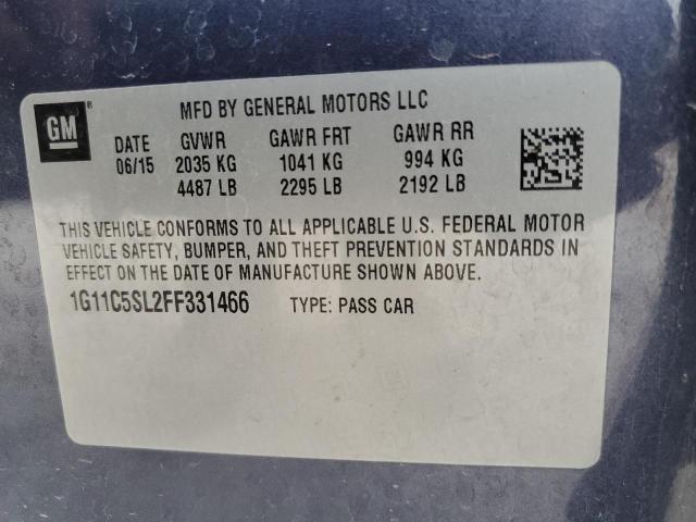 1G11C5SL2FF331466 - 2015 CHEVROLET MALIBU 1LT 蓝色 照片 12