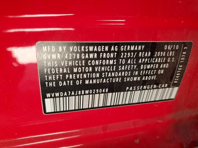 WVWDA7AJ8BW029048 - 2011 VOLKSWAGEN GOLF RED photo 13