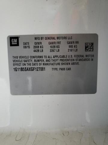 1G11B5SAXGF127081 - 2016 CHEVROLET MALIBU LIM LS თეთრი ფოტო 12