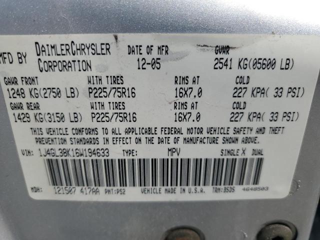 1J4GL38K16W194633 - 2006 JEEP LIBERTY RENEGADE 银色 照片 12