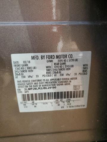 2LMPJ8LR2JBL29190 - 2018 LINCOLN MKX RESERVE TAN photo 13