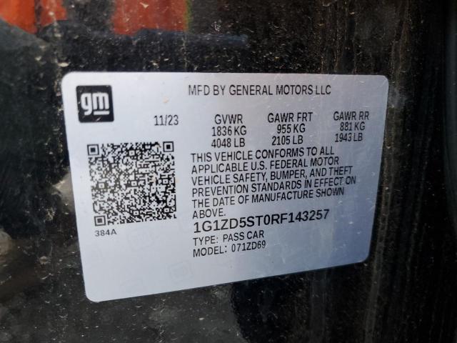 1G1ZD5ST0RF143257 - 2024 CHEVROLET MALIBU LT BLACK photo 12