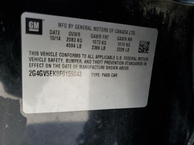 2G4GV5EK8F9159043 - 2015 BUICK REGAL BLACK photo 12