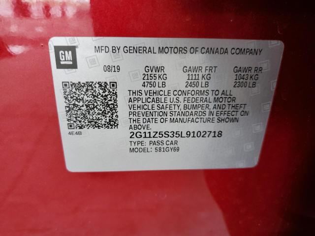 2G11Z5S35L9102718 - 2020 CHEVROLET IMPALA LT RED photo 12