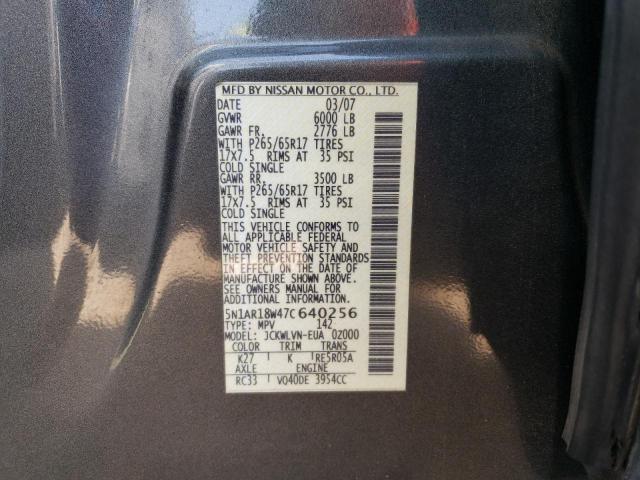 5N1AR18W47C640256 - 2007 NISSAN PATHFINDER LE 棕色 照片 13