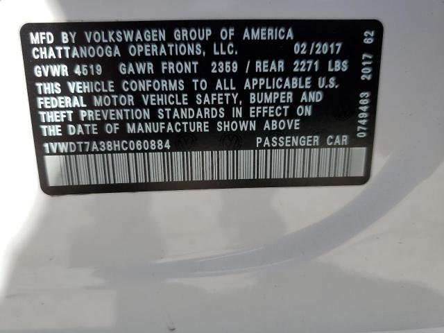 1VWDT7A38HC060884 - 2017 VOLKSWAGEN PASSAT R-LINE Weiß Foto 12