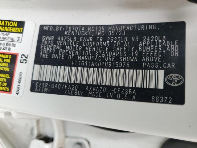 4T1G11AK0PU815976 - 2023 TOYOTA CAMRY SE NIGHT SHADE WHITE photo 12