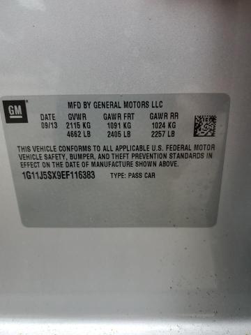 1G11J5SX9EF116383 - 2014 CHEVROLET MALIBU LTZ ვერცხლისფერი ფოტო 12