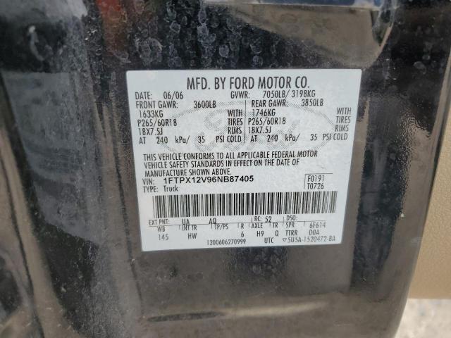 1FTPX12V96NB87405 - 2006 FORD F150 2WD BLACK photo 12