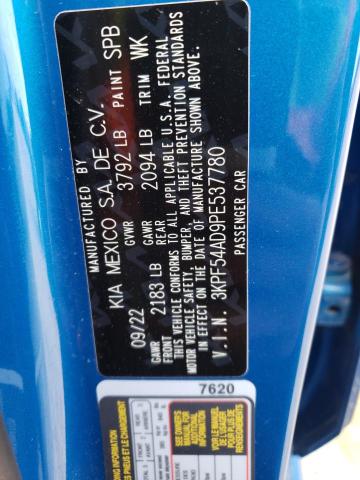 3KPF54AD9PE537780 - 2023 KIA FORTE GT LINE BLUE photo 12