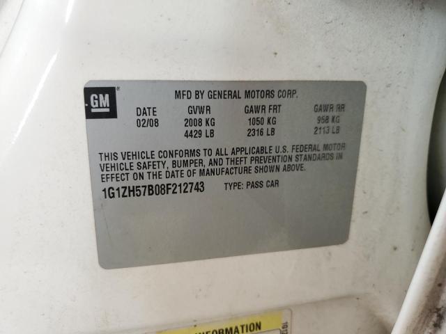 1G1ZH57B08F212743 - 2008 CHEVROLET MALIBU 1LT 白色 照片 12