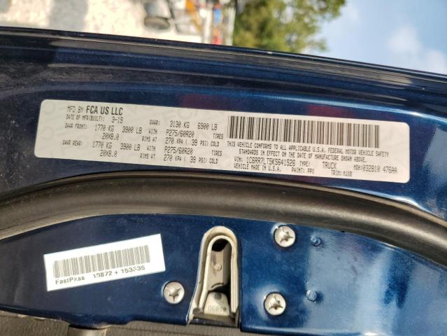 1C6RR7LT5KS641526 - 2019 RAM 1500 CLASS SLT 蓝色 照片 12