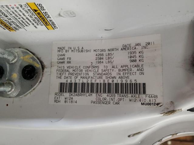 4A37L2EF1BE019965 - 2011 MITSUBISHI ECLIPSE SPYDER GS 白色 照片 12