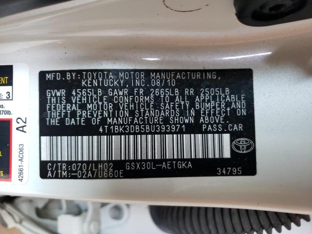 4T1BK3DB5BU393971 - 2011 TOYOTA AVALON BASE Ağ foto 12