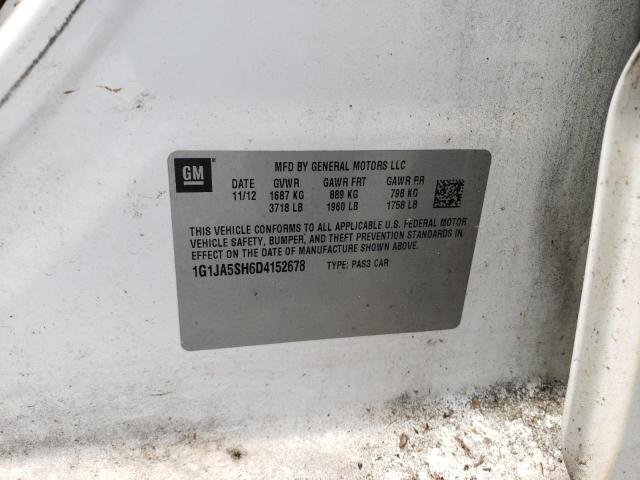 1G1JA5SH6D4152678 - 2013 CHEVROLET SONIC LS 白色 照片 12