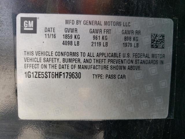 1G1ZE5ST6HF179630 - 2017 CHEVROLET MALIBU LT შავი ფოტო 12