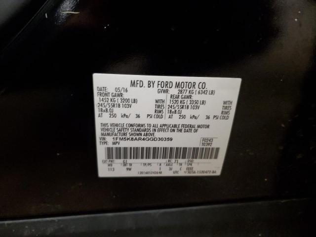 1FM5K8AR4GGD30359 - 2016 FORD EXPLORER POLICE INTERCEPTOR 黑色 照片 13