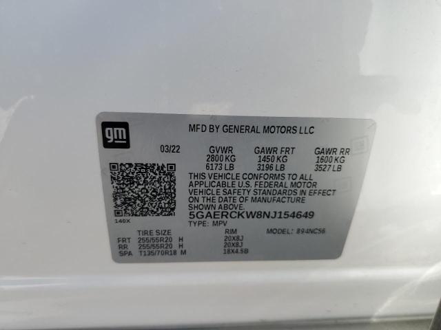 5GAERCKW8NJ154649 - 2022 BUICK ENCLAVE PREMIUM WHITE photo 14