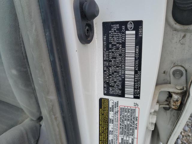4T1BE30K55U535592 - 2005 TOYOTA CAMRY LE WHITE photo 12