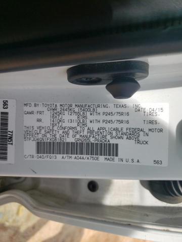 5TFJU4GN1FX081821 - 2015 TOYOTA TACOMA DOUBLE CAB PRERUNNER WHITE photo 12