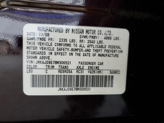 JNKAJ09E78M306521 - 2008 INFINITI EX35 BASE 紫色 照片 12
