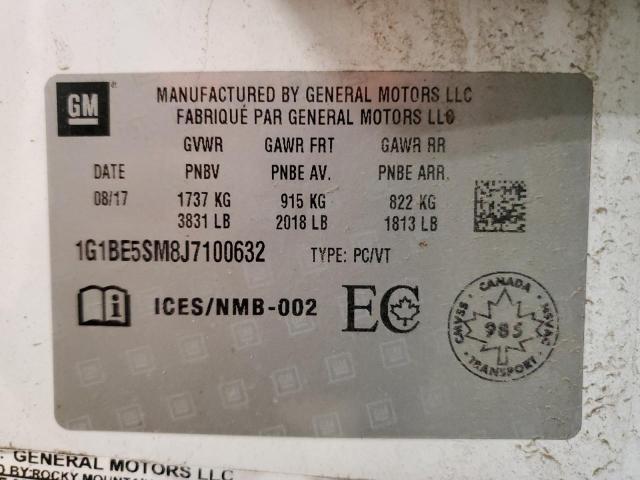 1G1BE5SM8J7100632 - 2018 CHEVROLET CRUZE LT أبيض صورة 13