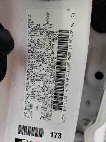 3TMJU4GN0AM105556 - 2010 TOYOTA TACOMA DOUBLE CAB PRERUNNER WHITE photo 12