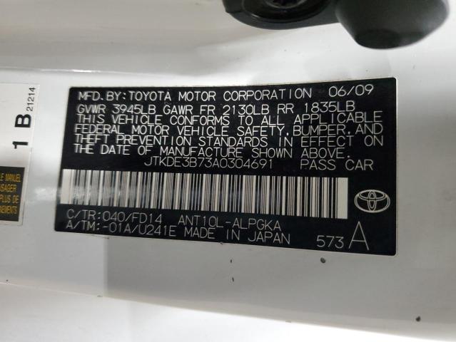 JTKDE3B73A0304691 - 2010 TOYOTA SCION TC 白色 照片 12