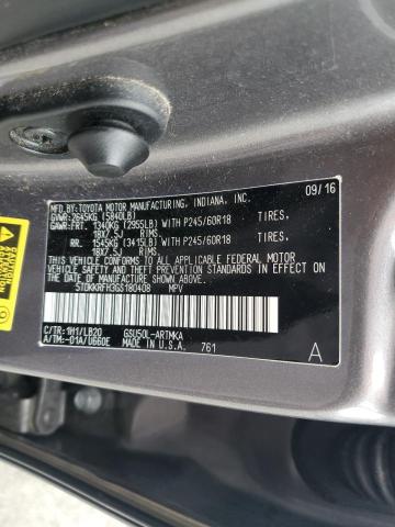 5TDKKRFH3GS180408 - 2016 TOYOTA HIGHLANDER XLE 灰色 照片 13