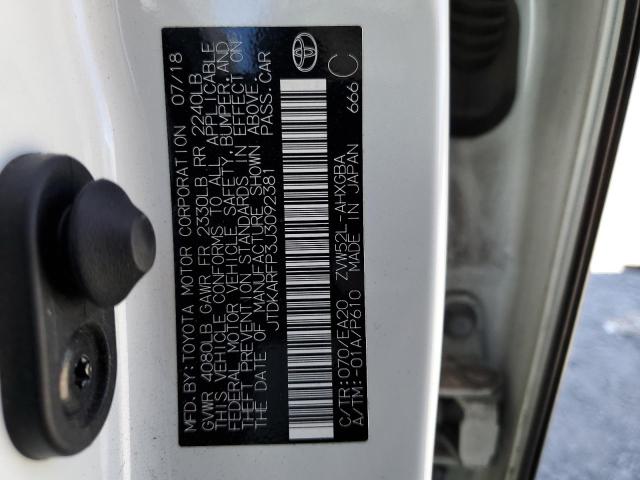 JTDKARFP3J3092381 - 2018 TOYOTA PRIUS PRIM თეთრი ფოტო 12