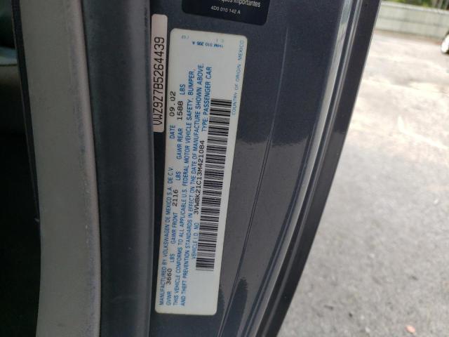 3VWBK21C13M421084 - 2003 VOLKSWAGEN NEW BEETLE GL 灰色 照片 12