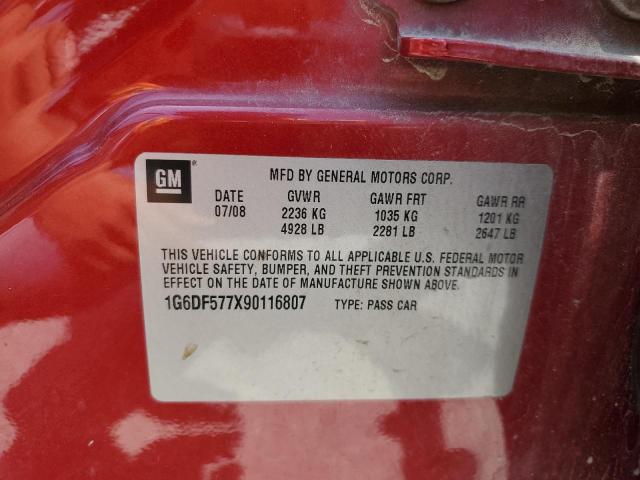 1G6DF577X90116807 - 2009 CADILLAC CTS RED photo 12