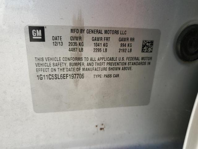 1G11C5SL6EF197706 - 2014 CHEVROLET MALIBU 1LT 银色 照片 12