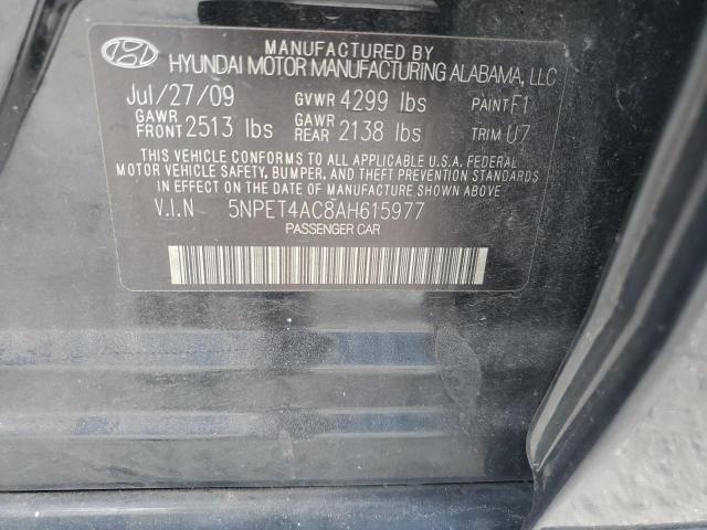 5NPET4AC8AH615977 - 2010 HYUNDAI SONATA GLS BLACK photo 12