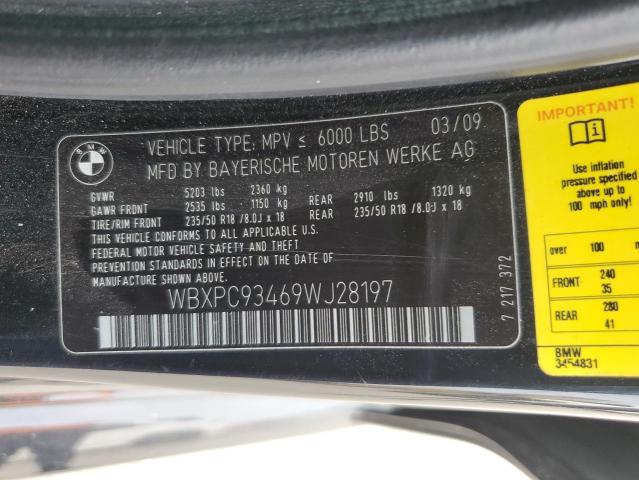 WBXPC93469WJ28197 - 2009 BMW X3 XDRIVE30I BLACK photo 12