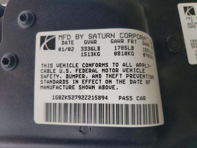 1G8ZK52792Z215894 - 2002 SATURN LS2 WHITE photo 13