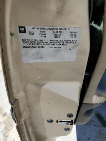 2G2WS522241310066 - 2004 PONTIAC GRAND PRIX GT2 თაფლისფერი ფოტო 12