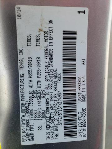 5TFEY5F16FX174957 - 2015 TOYOTA TUNDRA CREWMAX SR5 SILVER photo 12