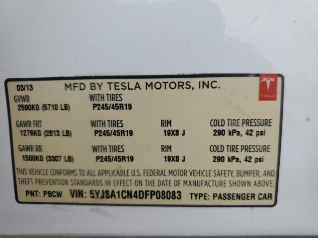 5YJSA1CN4DFP08083 - 2013 TESLA MODEL S Կապույտ լուսանկար 12